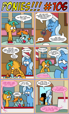 poniesbangbangbang:  PONIES!!! #106 I like how Snips and Snails are rough housing but Trixie doesn’t give a damn. To be honest, I wouldn’t do any better as a babysitter. Proofread by refferee deviantArt FimFiction  X3!