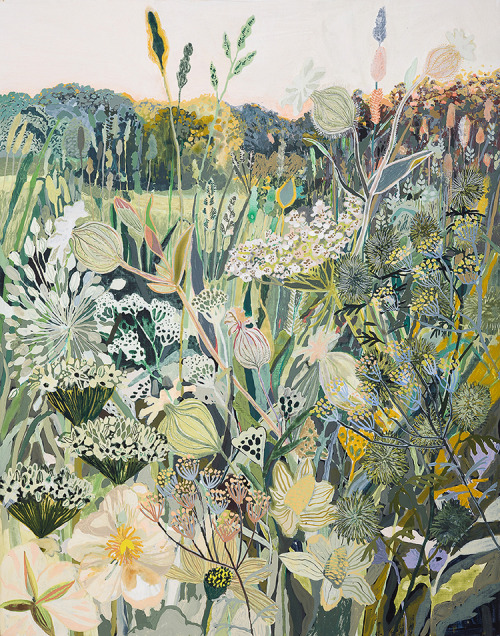 redlipstickresurrected:  Michelle Morin (American, based Dover, New Hampshire) - 1: Bird Sanctuary At Night, 2014 Watercolors, Gouache, Acrylics on Paper  2:  Irises And Distant Pelicans, 2014 Gouache, Acrylics on Panel  3:  Meadow, 2014 Gouache, Acrylics