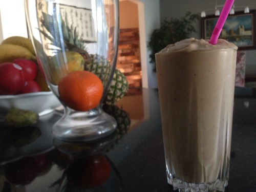 Breakfast  Avocado, strawberry, pineapple, mango smoothie  I love smoothies. Seriously easy.