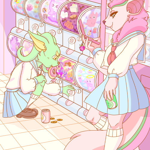  Two Pastel Neopets just chillin’ after school. The Acara girl (left) is hyper focused on gett