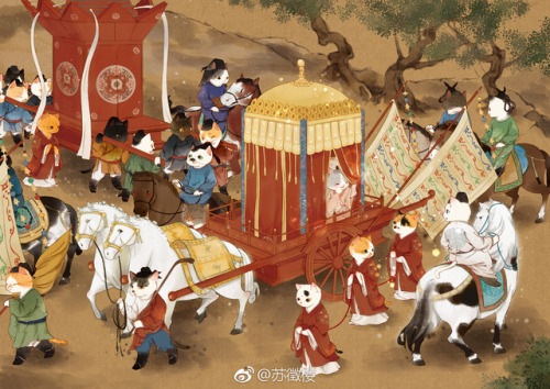 artoffreddieniem-blog: 【Cat &amp; Song dynasty 拟人古风猫 · 典雅宋王朝 】   微博画师@苏徵楼 作品欣赏大大说，「有幸参与画猫这个系列画集第二本的