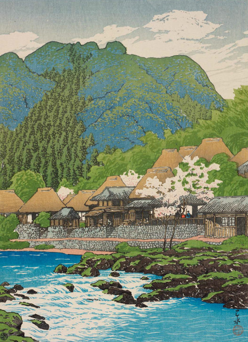 wtxch: Anraku Hot Springs, Ôsumi (1923) by Hasui Kawase