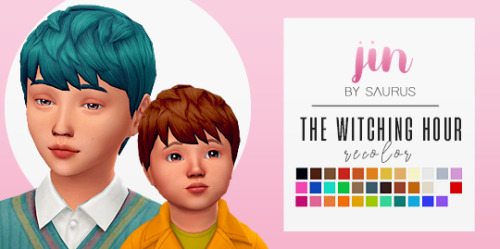 all saurus winterfest collection 2019′s hairs recolored in twh colors!leia, leia v2, jin, minho, lil