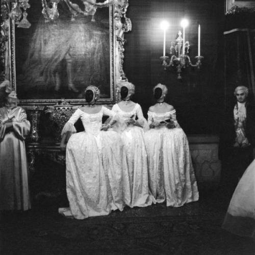 Women dressed in 18th century masquerade costumes for the “Bal Oriental” held in Venice, September 1