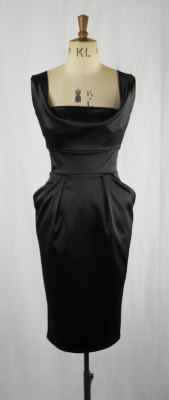 ephemeral-elegance:  Satin Wiggle Dress, ca. 1950svia Baylis &amp; Knight Etsy