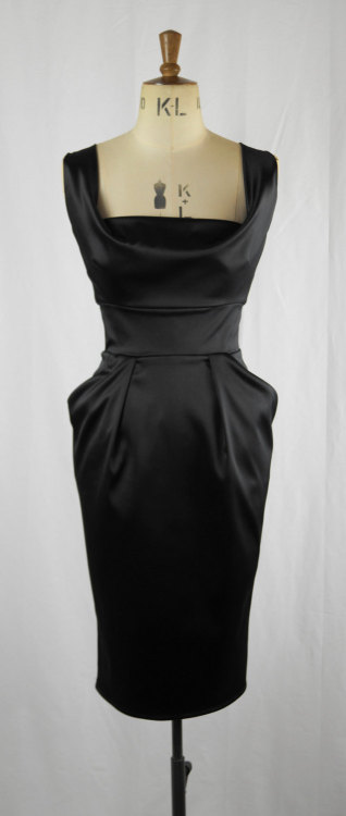 ephemeral-elegance:  Satin Wiggle Dress, ca. 1950svia Baylis & Knight Etsy
