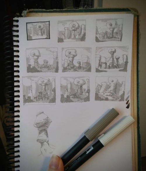 The power was out the other morning, so I had to thumbnail non-digitally. I have a goal to do more r