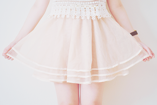 chickabiddy:Tiered Mini Skirt (Apricot) from LookBookStore