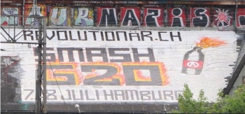 Smash G20 mural in Bern, Switzerland promoting the International Days of Action against the Hamburg 