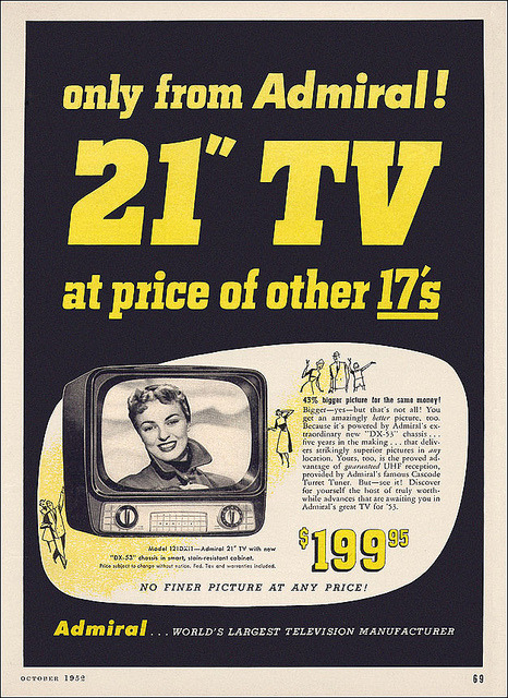 jcbozeman:  Admiral TV Ad, 1952 by alsis35 (now at ipernity) on Flickr. 