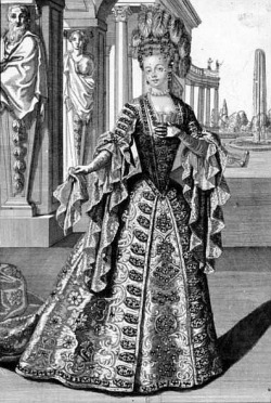   « Mademoiselle Maupin de l'Opéra ». French duellist and opera singer Julie d'Aubigny (1670–1707). Anonymous print. Collection Michel Hennin : Estampes relatives à l'Histoire de France. Illustration found on [Wikipedia], where we also are informed