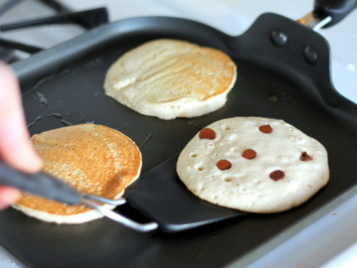 Pancakes with chocolate chips… because everything is better with chocolate.