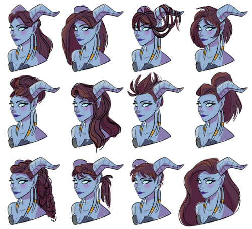 snarkies:Draenei and Undead hair style sketches!