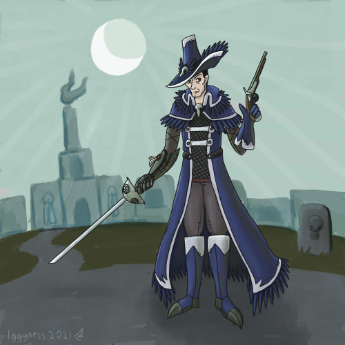 Saltzpyre in a custom designed outfit, Morr-inspired witch hunter~