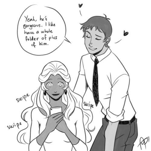 audidraws:  More Japan!AU stuff!Lance loves talking about Keith and showing him off to his boss Allura. He doesn’t tell many people he and Keith are dating as he doesn’t want to get alienated by his local colleagues, so he confides in her. In the