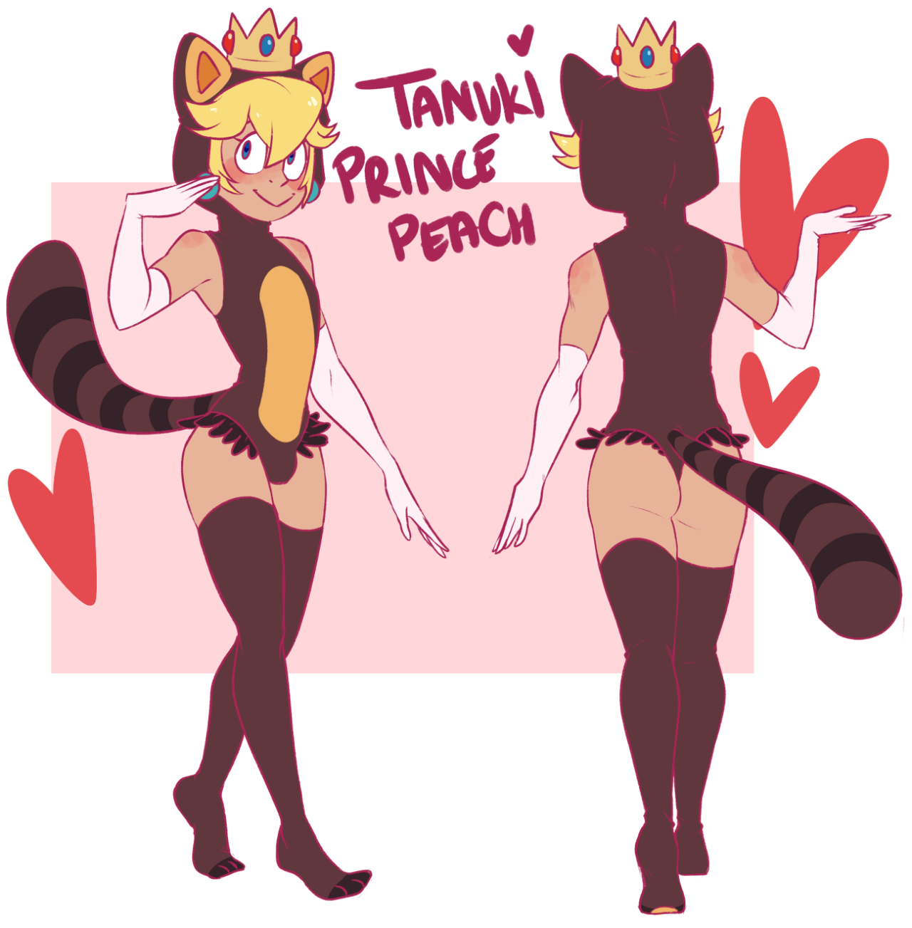 filthymitarashi:  Picture done in last night’s stream!  Tanuki Prince Peach :D