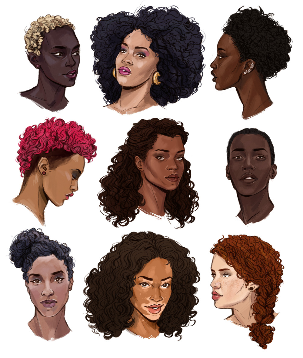 illustratedkate:  I need to practice capturing various skin tones, so I drew some