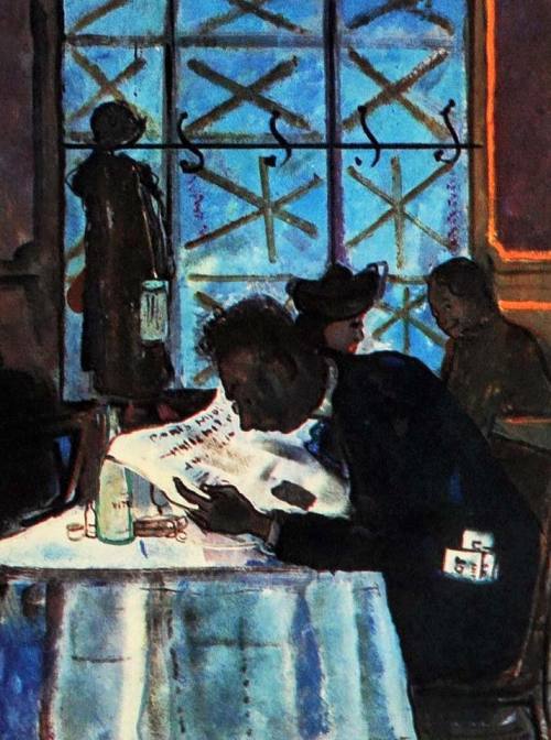 Clerk , Restaurant Paris   -  Bernard Lamotte  1940French, 1903–1983Color print 