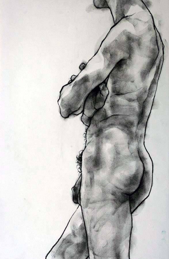 phillipdvorak:  One of my figure drawings — charcoal on paper (20minute pose).