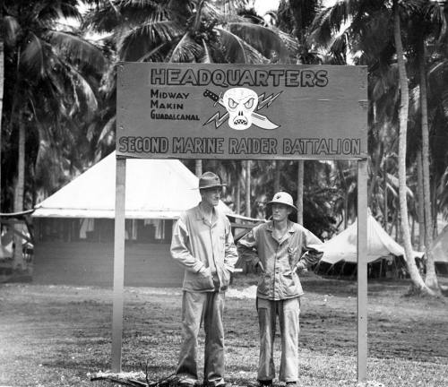 greasegunburgers:Lt. Col. Evans F. Carlson USMC, and Major Ralph H. Coyte, USMC at Naval Base, Espir