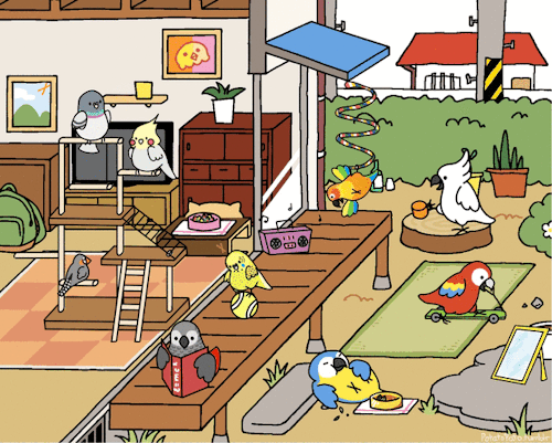 ambermuffinz:  potatopato:  Tori Atsume… with movement! Static version here   YES PLEASE  @cybertron
