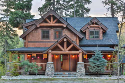 naturalelementhomes:The Big Chief Mountain Lodge A skillfully crafted, timber frame home offering 