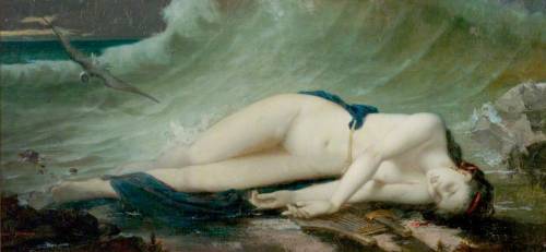 silenceformysoul:James Bertrand (1823-1887) - Lady on the Beach