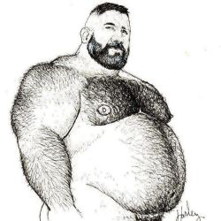 I figure this needs a reblog. He&rsquo;s pretty ideal. Belly, chest, beard? Yep :)