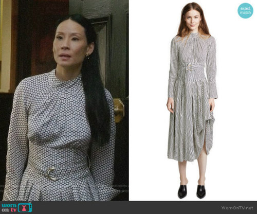 wornontv‌:Joan’s hexagon print dress on Elementary High Neck Halter Dress by Diane von Furstenberg a