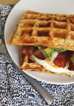 intensefoodcravings:  Cheddar Waffle Breakfast