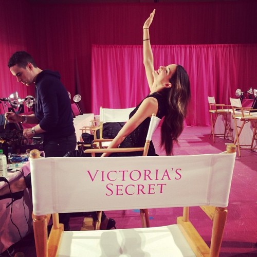 behatiiprinsloo: Lovely @lilyaldridge at the scene of the crime. So much pink in one room. #vsfashio