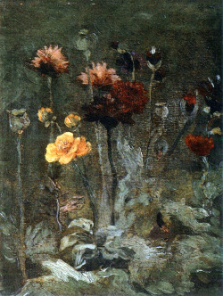 ageoftheart:  Still Life with Scabiosa and Ranunculus  Artist: Vincent van GoghYear: 1886Type: Oil on canvas