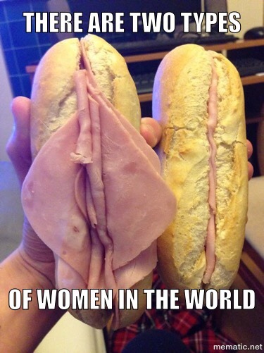 her-master-jd:I love ham. Can never have too much.  Oh fuck that is hilarious. I’d have to go for the one on the left. The 18 rated sandwich. 