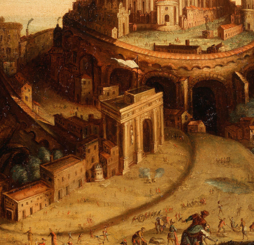 babelziggurat:Tower of Babel (detail). Circle of Frederik van Valckenborch (Antwerp 1570-1623Nurembe