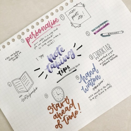 studying-blues:NOTETAKING TIPS I am in no way an expert, but these are the few things I’ve noticed w