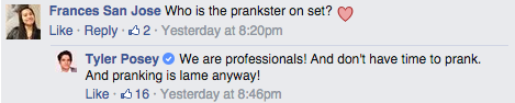 notanotherteenwolfpodcast: Some highlights from Posey’s Q&amp;A on facebook.