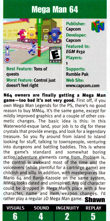 EGM’s egregiously wrong review of Mega Man 64.