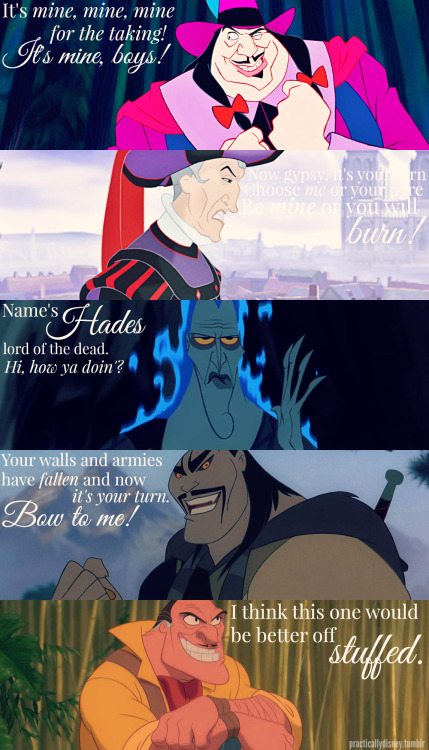 theultimatepigfartspupil:  howaboutdisney:  practicallydisney:  Disney villains   quotes  i LOVE LOVE LOVE how this is in order  Literally read every single one of those in their voices 