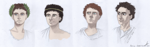 raffaelllllo:some dead romans sketches i colored :)dear old vergil, ovid, catullus and petronius i b