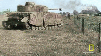 luftwaffles12:  fuehrerbefehl:  Colorized footage of a Waffen SS Panzer IV plowing