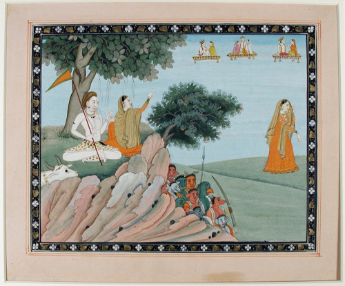 Sati goes to the house of his father Daksa, despite Shiva warning