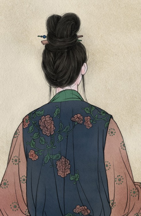 peonypavillion:by 阿舍Back portraits of Chinese women depicted in historical art, by Chinese artist -阿