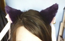 daddy-n-kitty:  These are my ears! When Daddy bought them for me, we both thought they were black, turns out they were purple! I don’t care, I still love them! And woo for another official post from us!  ~ Kitty &lt;3