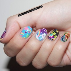 nailpornography:  Lisa Frank NOTW inspiration!