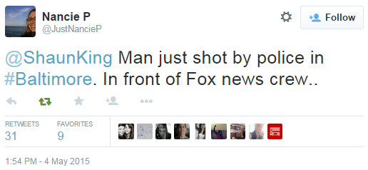 A Fox News reporter saw the Baltimore police shoot a man in the back, police pepper