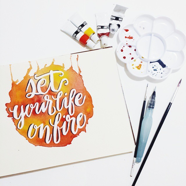 tinperez:
“ “Set your life on fire, seek those who fan your flames.” #vscocam #Calligraphy #typography #lettering
”