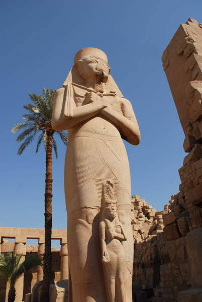 grandegyptianmuseum:Statue of Ramesses II and his daughter Meritamen, usurped by Pinedjem I (High Pr