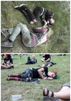 sassy-chaos:  punksabrewin:  let the punx sleep  Punx not dead just passed out drunk