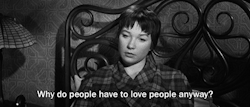 nitratediva:  Shirley MacLaine in Billy Wilder’s The Apartment (1960). This famous line actually came out of a conversation that MacLaine had with Wilder about her own troubled love life. Recognizing good material when he heard it, Wilder rewrote and