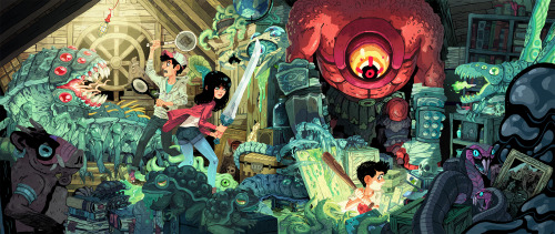 sbosma:  I did a ton of illustrations for the recent middle-grade novel, Scare Scape, by Sam Fisher. It’s a really fun book that reminded me a lot of the stuff I would’ve been really into in late elementary school, like Goosebumps, Spooksville, etc.